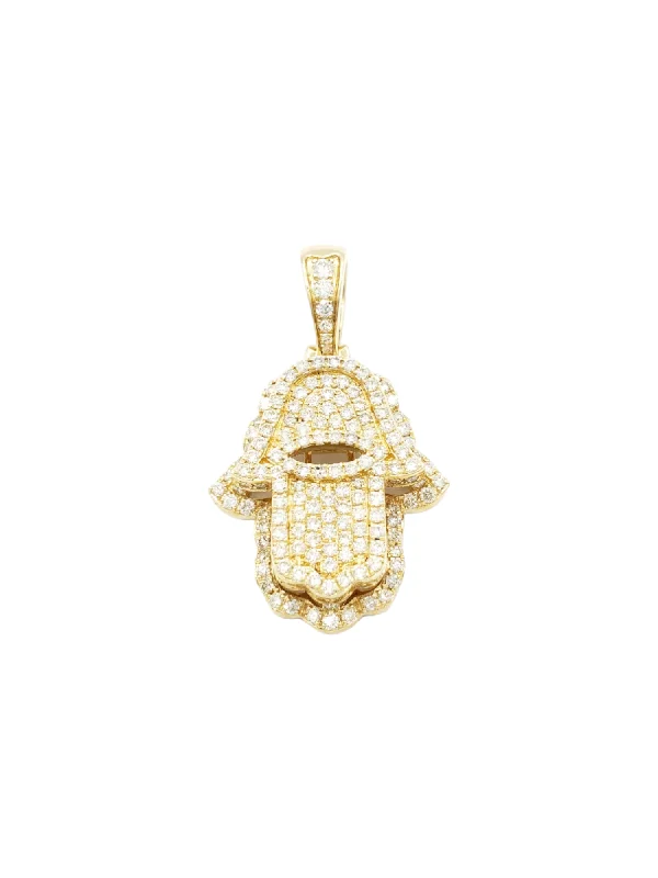 14k Eye Hole Diamond Hamsa With 2.48 Carats Of Diamonds #13882