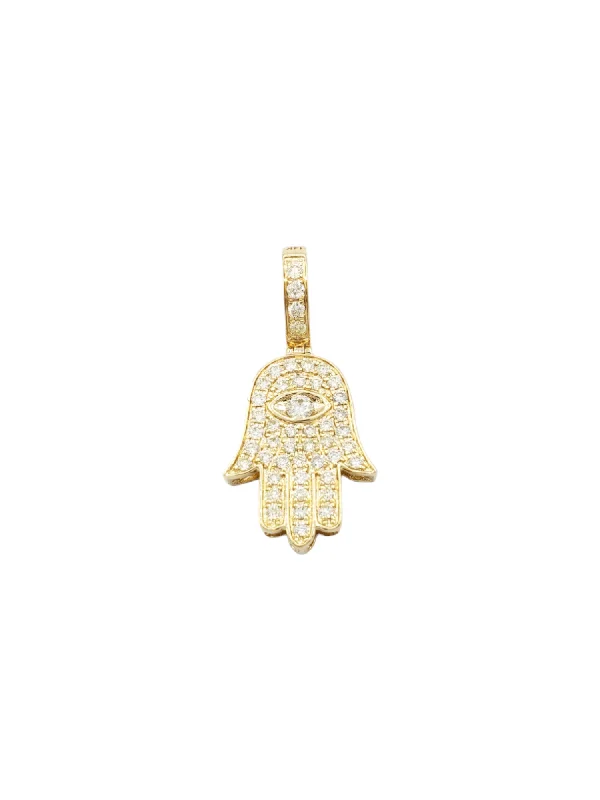 14k Eye Diamond Hamsa With 0.84 Carats Of Diamonds #13878