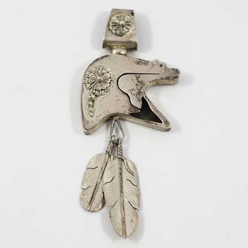 Bear and Feather Pendant