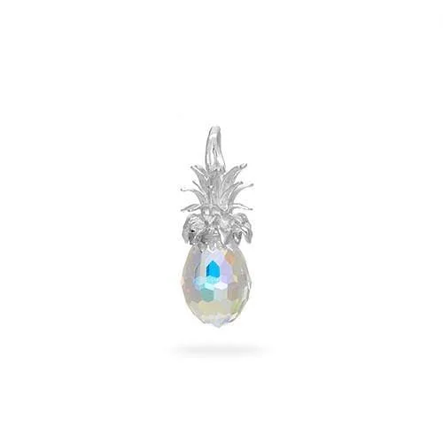 Crystal Pineapple Charm / Pendant in Sterling Silver