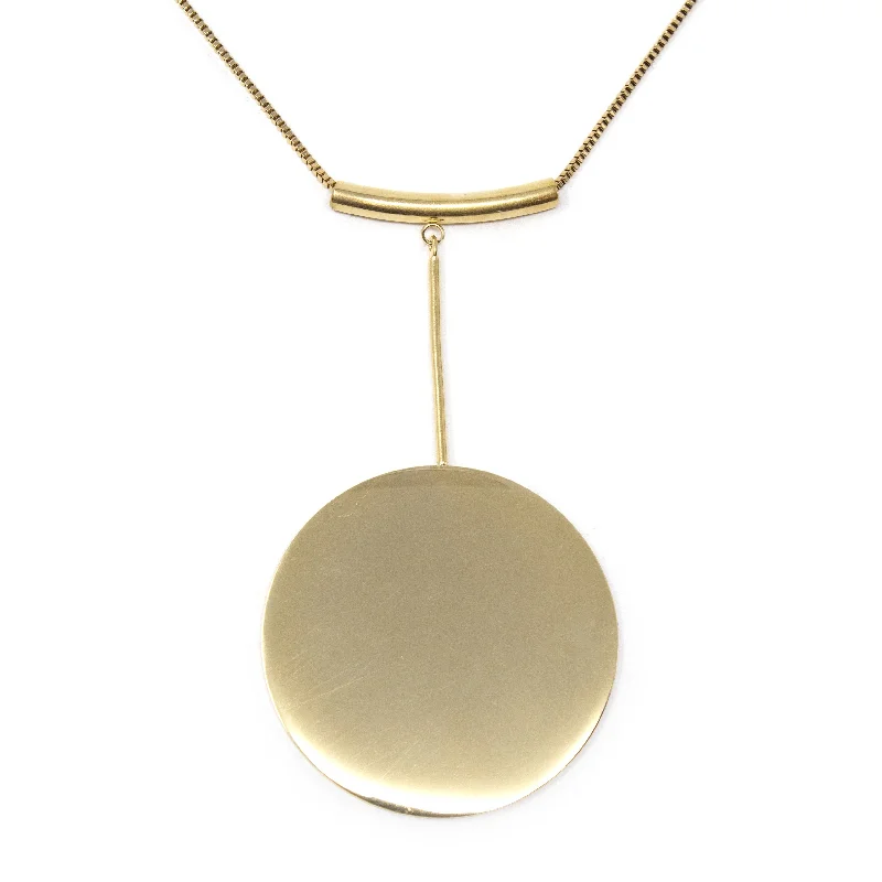 Gold Plated Stainless Steel Dangling Disc Necklace