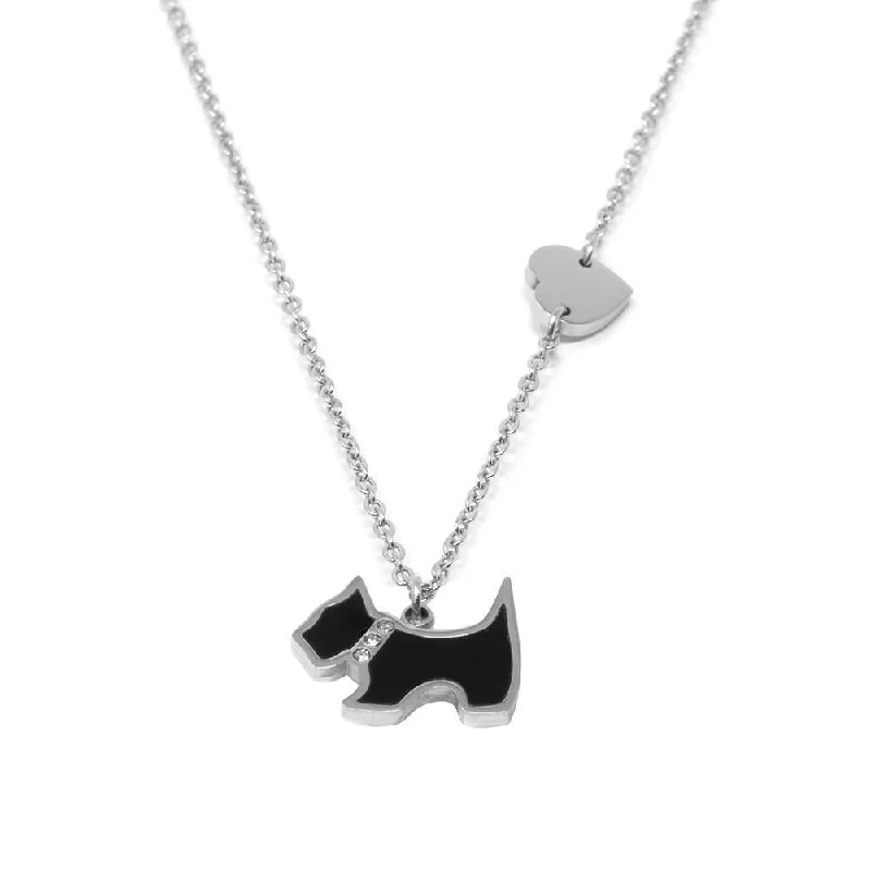 Stainless Steel Onyx Dog Necklace