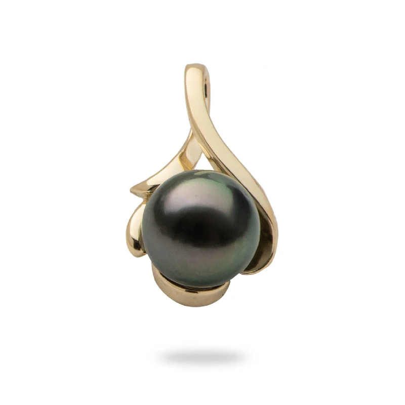 Tahitian Black Pearl Pendant in Gold- 9-10mm