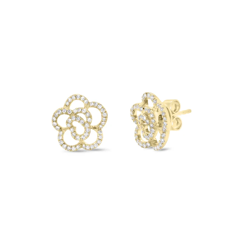 Diamond Rose Cutout Stud Earrings