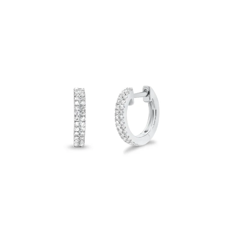 Double Row Diamond Huggie Earrings