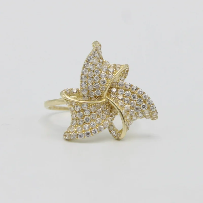 14k Fancy Ring Cz Stones Yellow Gold