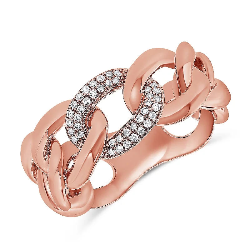 14Kt Gold and Diamond Designer Marina Link Chain Ring