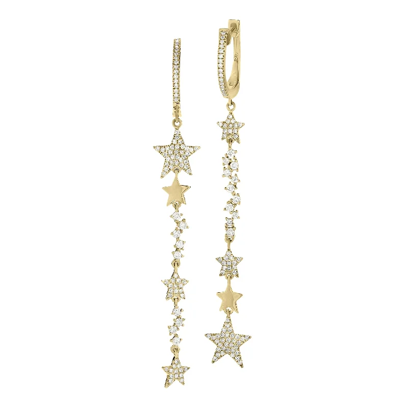 Diamond Dangling Star Earrings