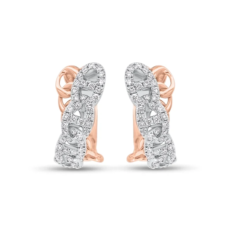 Diamond Crossover Tri-Link Huggie Earrings