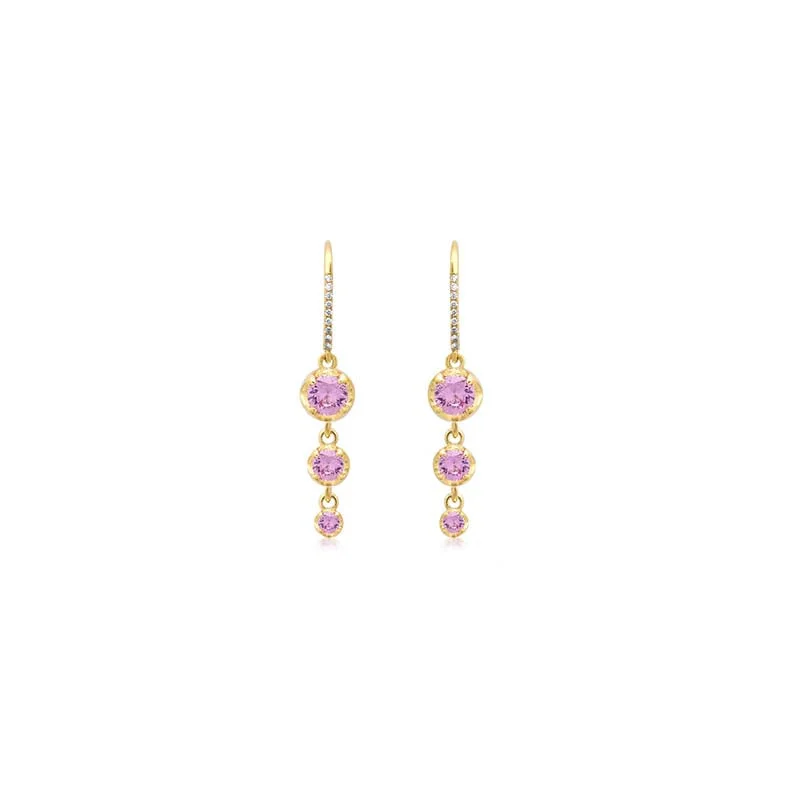 3 Graduated Illusion Set Pink Sapphire Earrings