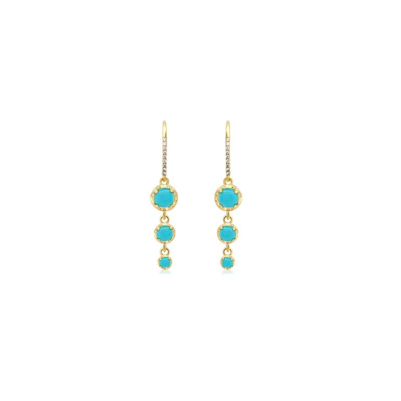 3 Graduated Illusion Set Turquoise Earrings