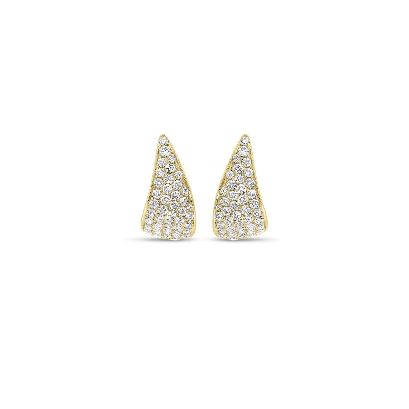 Pave Diamond Fanned Huggie Earrings