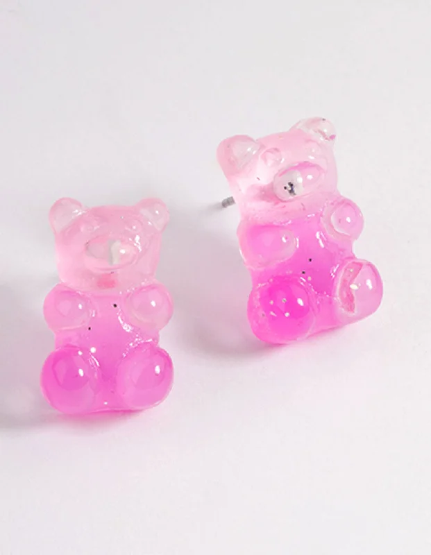 rose gold cubic zirconia earrings Pink Ombre Teddy Stud Earrings