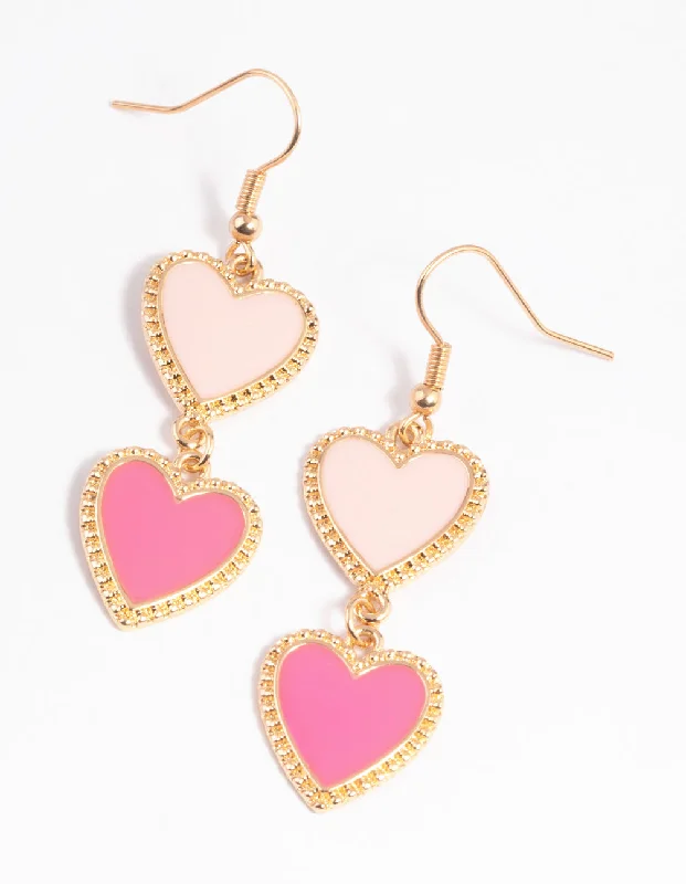 sleek black titanium ring Pink Heart Drop Earrings