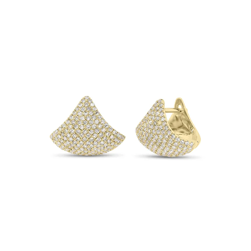 Pave Diamond Fan Huggie Earrings