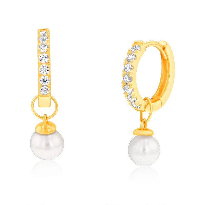minimalist moonstone bracelet 9ct Yellow Gold Freshwater Pearl And Cubic Zirconia Hoop Earrings minimalist moonstone bracelet 9ct Yellow Gold Freshwater Pearl And Cubic Zirconia Hoop Earrings