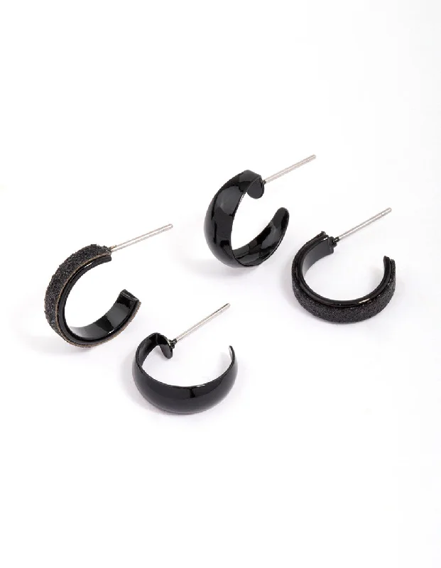 14k gold nose ring hoop Black Glitter Hoop Earring Pack