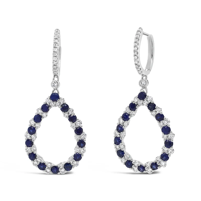 Sapphire & Diamond Teardrop Dangle Earrings