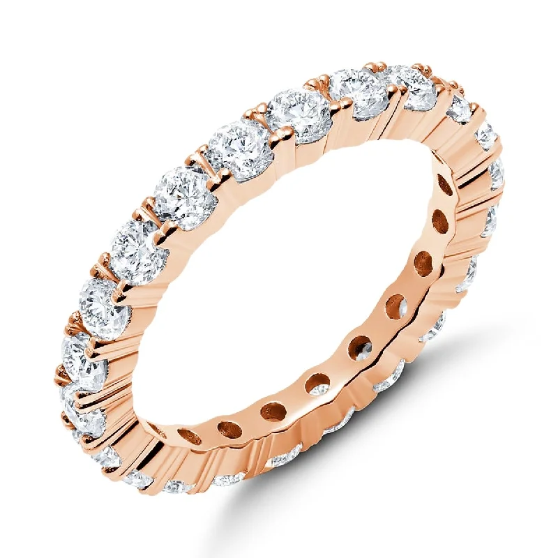 Brilliant Round Cut Eternity Band - 3 mm - Finished in 18kt Rose Gold