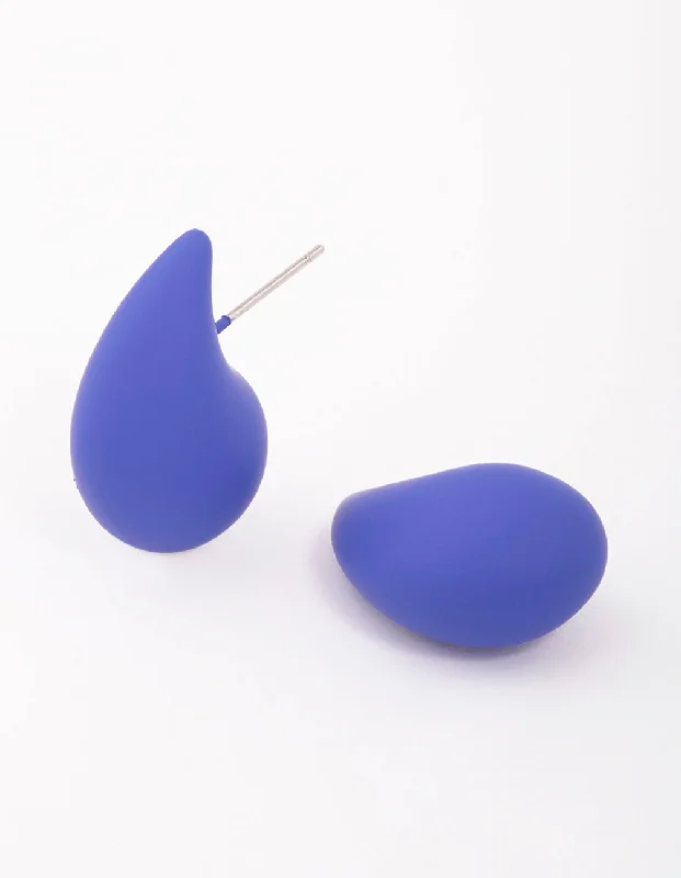 unique wooden bead necklace Chubby Blue Teardrop Stud Earrings