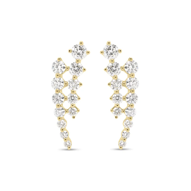 Diamond Double Row Crawler Earrings