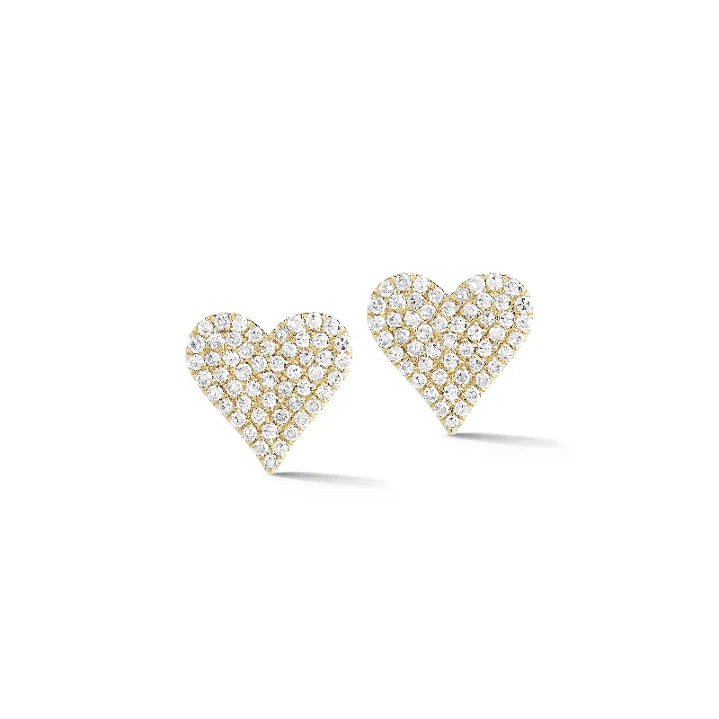 Pave Diamond Heart Large Stud Earrings