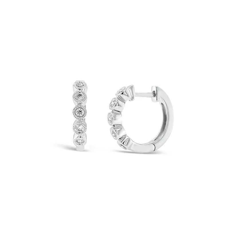 Diamond Huggie Earrings with Milgrain Detail