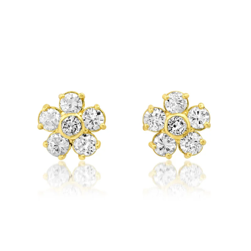 Large Diamond Flower Studs