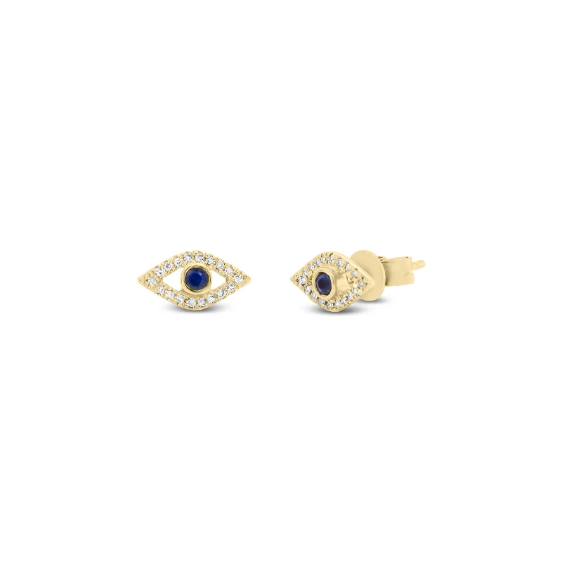 Diamond & Sapphire Evil Eye Stud Earrings