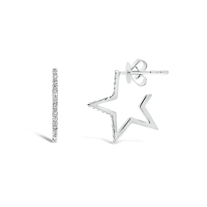 Diamond Small Star Hoop Earrings