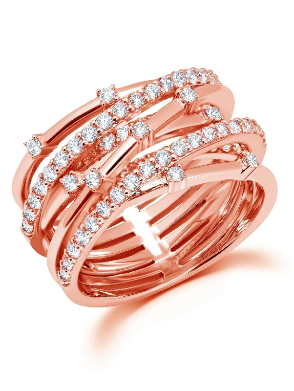 Entwined Ring Finished in 18kt Rose Gold