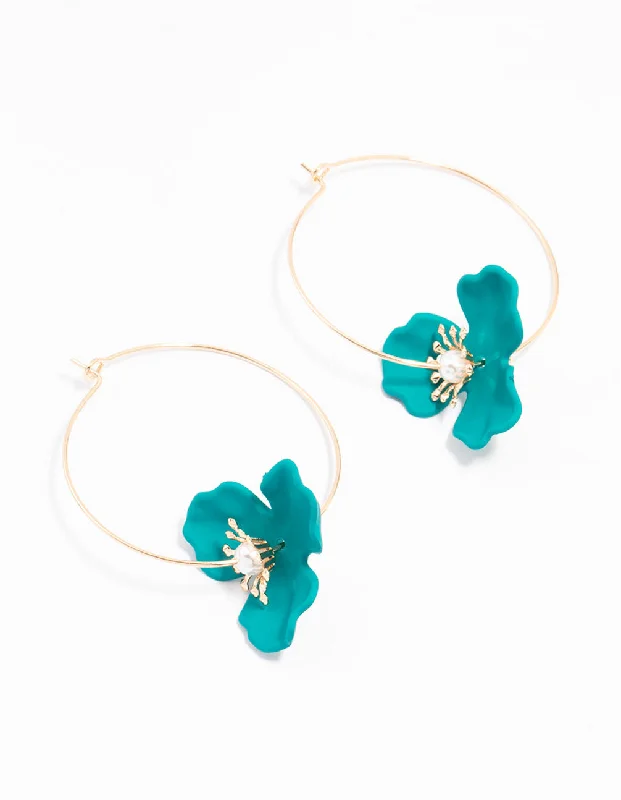sterling silver toe ring set Gold Blue Coated Wire Flower Earrings