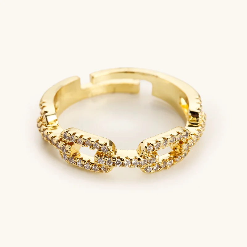 Gold Chain Link Adjustable Ring