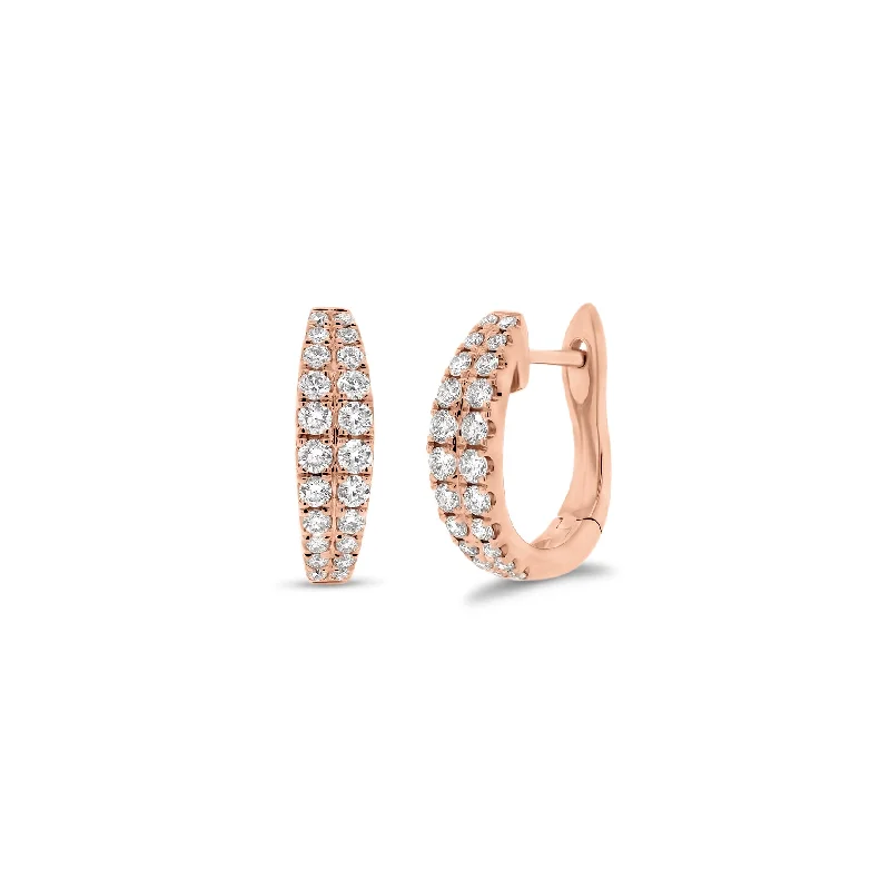 Graduated Diamond Double Row Huggie Earrings