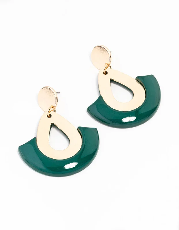 yellow sapphire engagement ring Green Gold Acrylic Disc And Lantern Drop Earrings