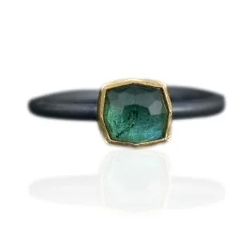 Green Rose Cut Tourmaline Ring