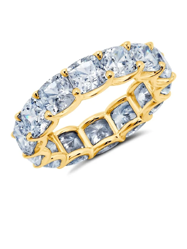 Large Cushion Cut Eternity Band in Gold