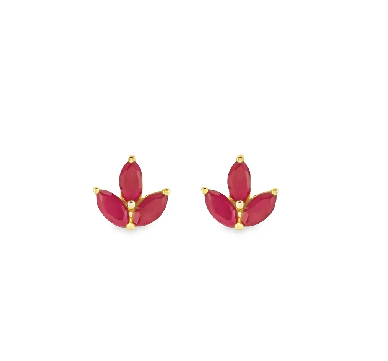 Marquise Ruby Lotus Earrings - Available by Special Order