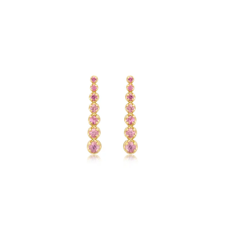 Mini Graduated Pink Sapphire Tennis Studs