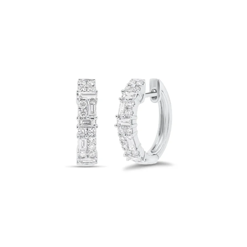 Multifaceted Diamond Huggie Earrings