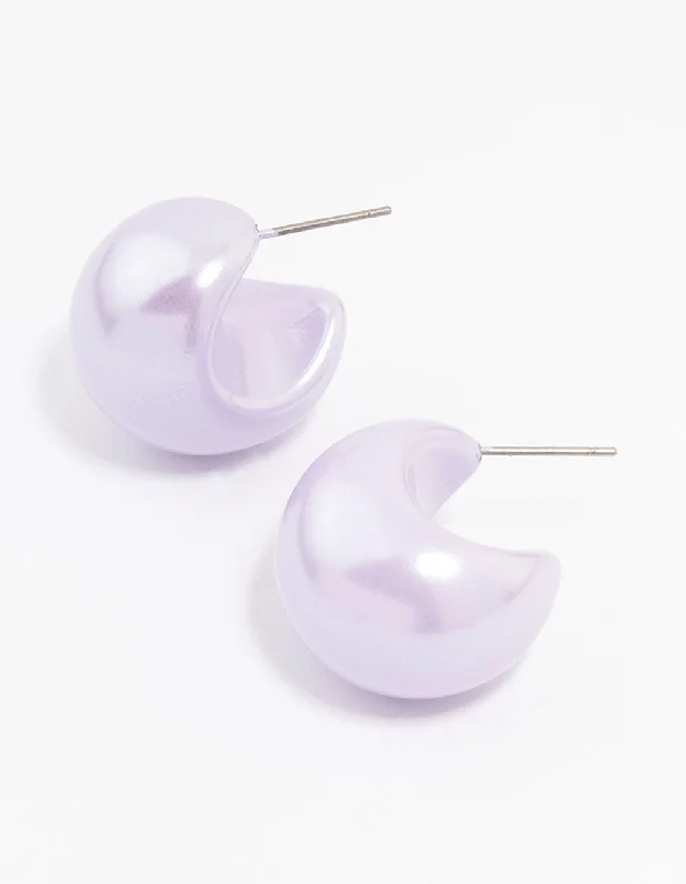 vintage cameo brooch jewelry Pastel Purple Coated Bubble Hoop Earrings