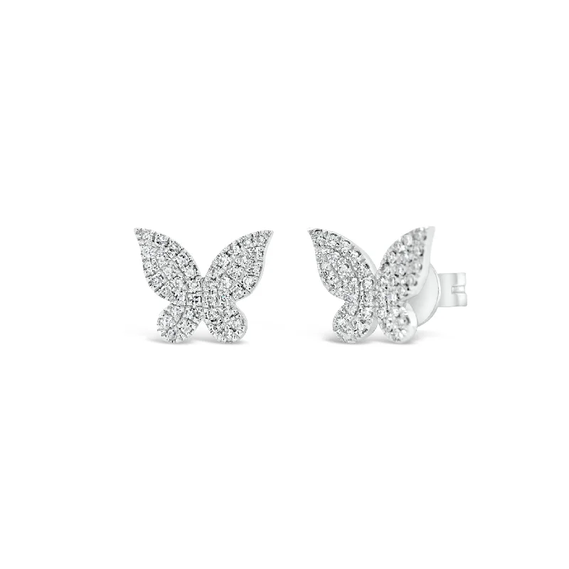 Pave Diamond Butterfly Stud Earrings