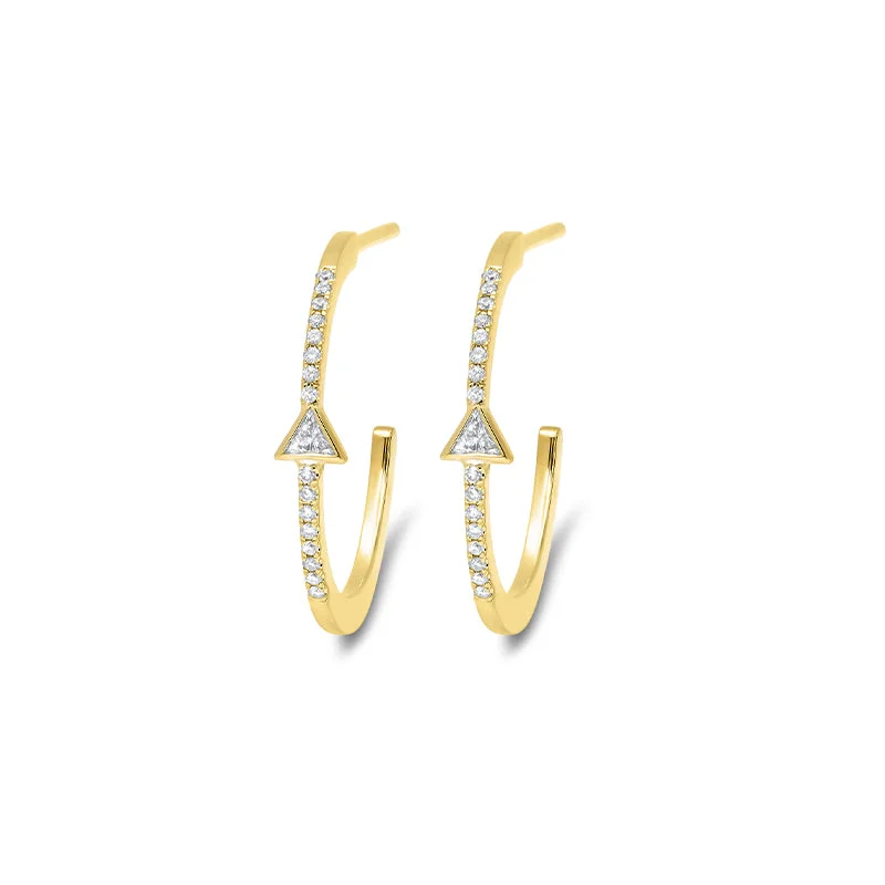 Diamond Small Hoops with Trillion-Cut Diamond Accent