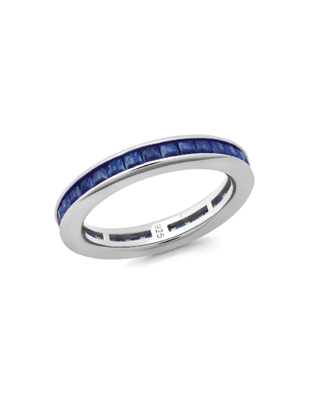 Princess Cut Sapphire Color Eternity Band Ring