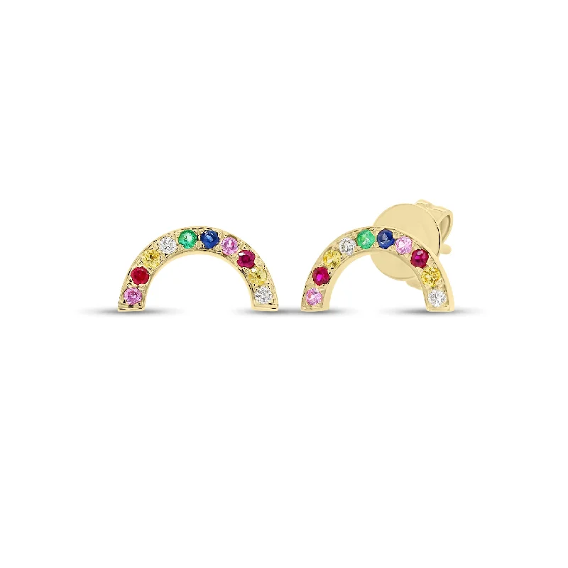 Gemstone Rainbow Stud Earrings