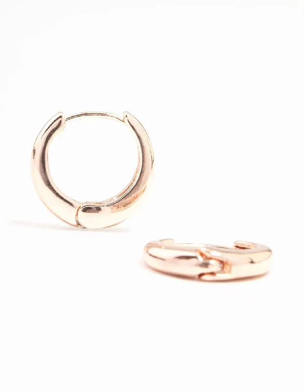 large vintage statement necklace Rose Gold Plain Clicker Huggie Earrings