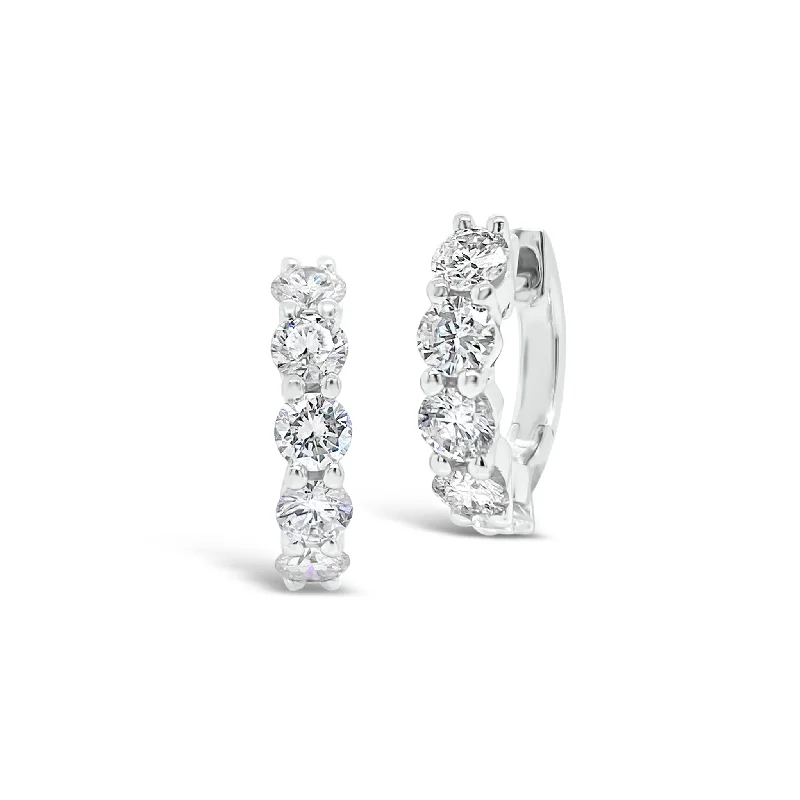 Large Round Diamond Huggie Earrings