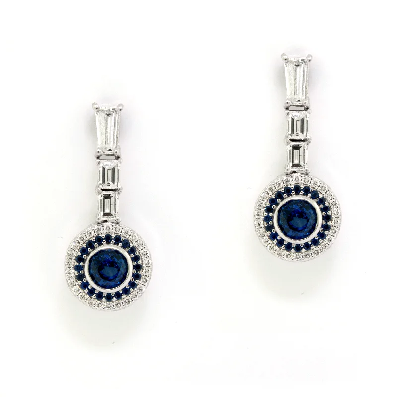 Sapphire and Diamond Drop Earrings