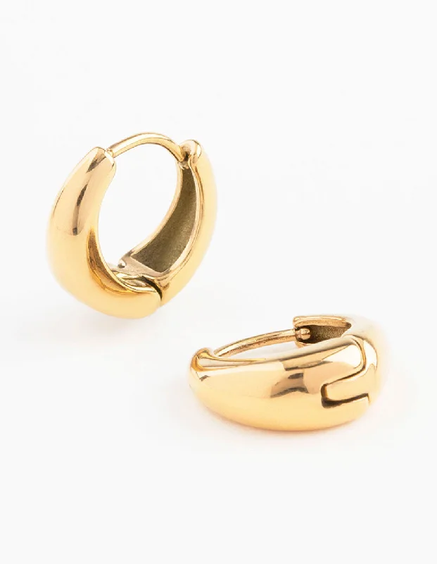 classic diamond solitaire necklace Waterproof Gold Plated Stainless Steel Mini Drop Huggie Earrings