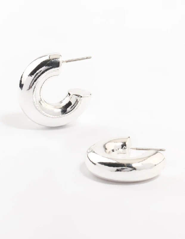 vintage sapphire necklace Silver Plated  Chunky Hoop Earrings